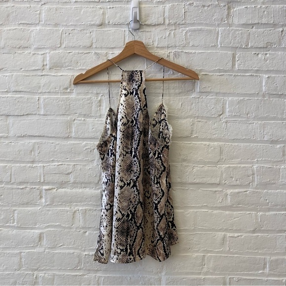 Cami NYC || Racer Tank Silk Lace Camisole Cleo Snake Print Black Cream Small - Picture 6 of 9